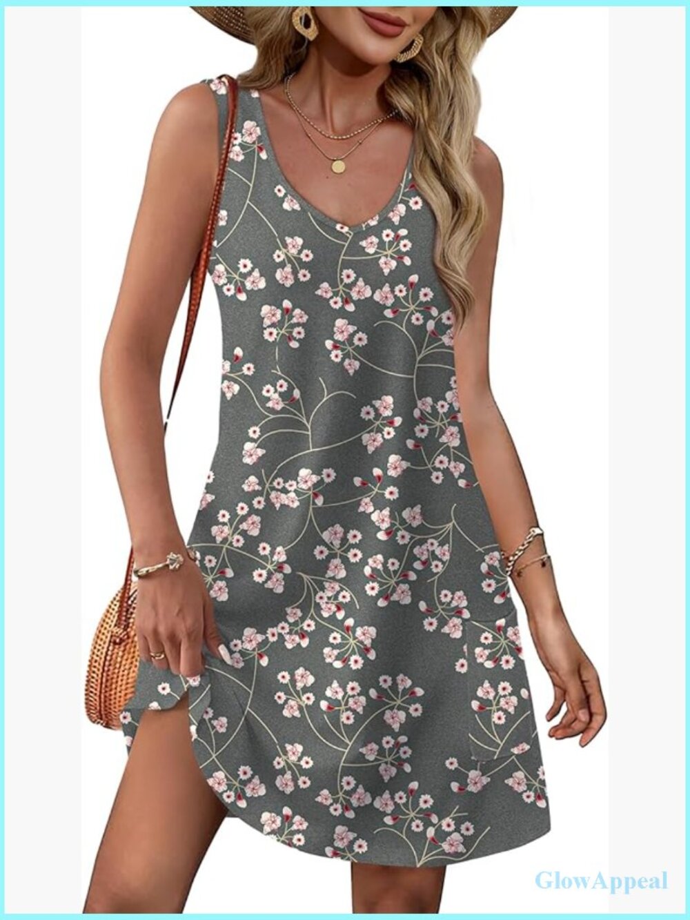 Loose V Neck Sleeveless Sundress with Pockets Swimsuit Coverup